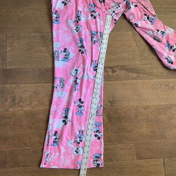 Disney Mickey Mouse Wide Leg Pink Pajama Pants Pockets Drawstring Large - Picture 4 of 6